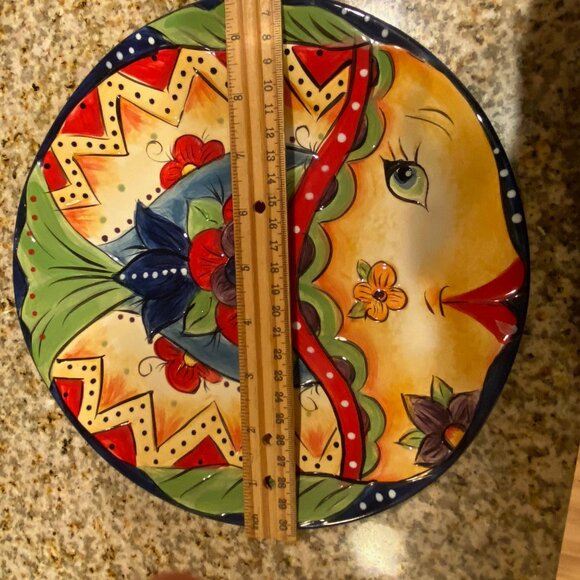 2 Laguna by Corsica Ceramic Embossed Fish Plates 10" & 11" dia. Handpainted NEW - Picture 6 of 9